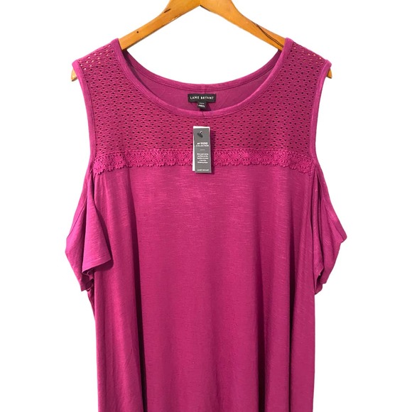 Lane Bryant Swing Collection maroon cold shoulder blouse size 26 28 - Picture 2 of 10